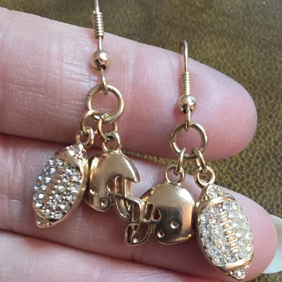 GOLD SUPERBOWL FOOTBALL EARRINGS - Picture 4 of 6